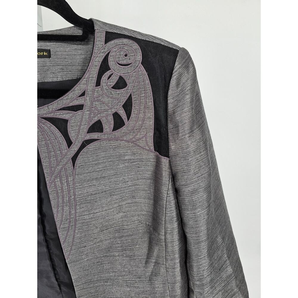 Preston & York Womens Sz 8 Formal Suit Jacket Blazer Silver Black - Picture 2 of 4